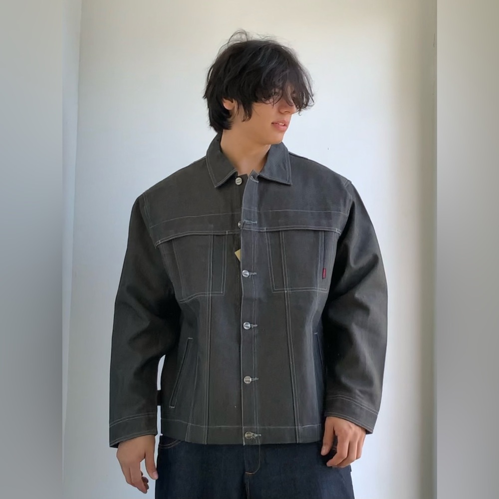 Men's Davoucci Charcoal Grey Casual Denim Jacket